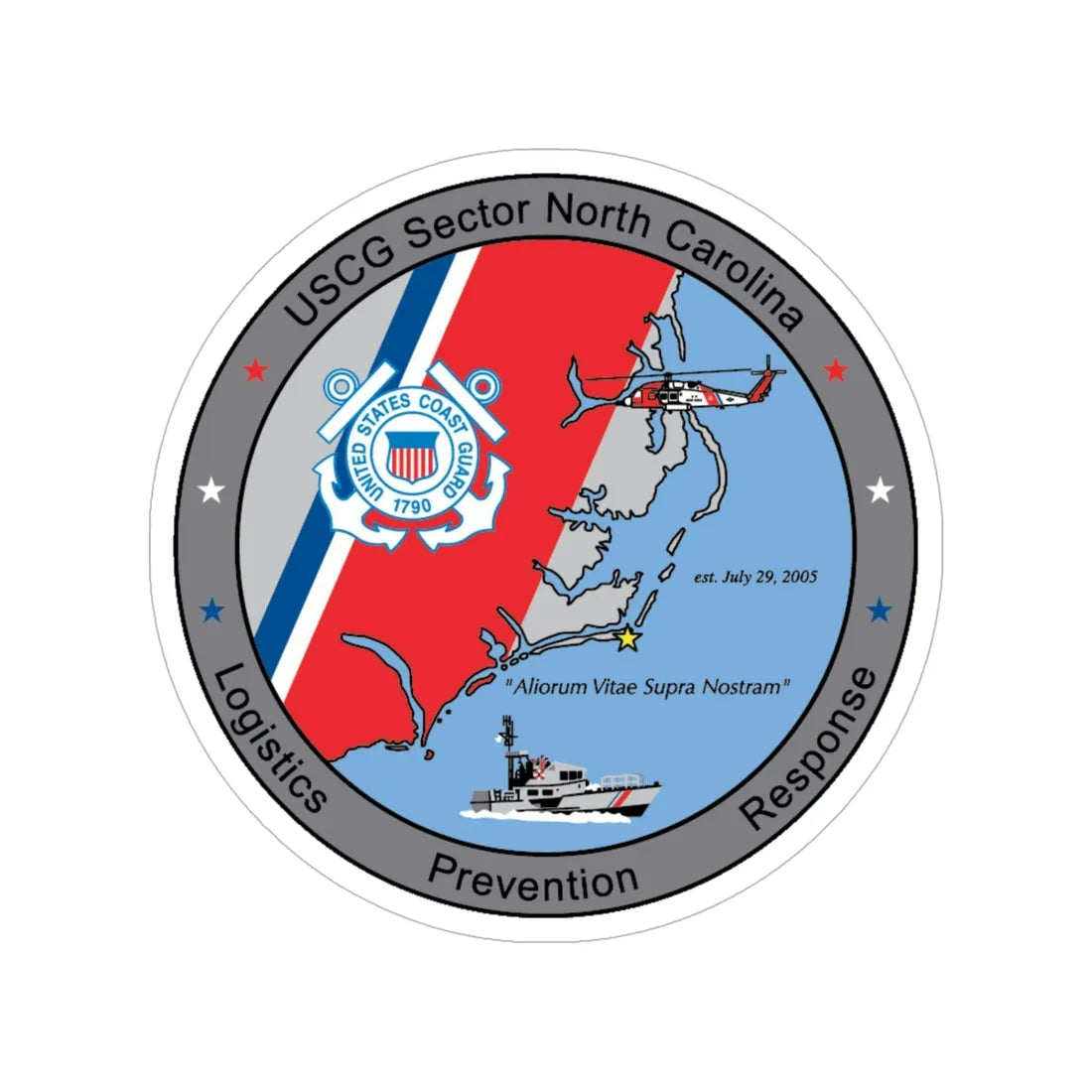 USCG Sector North Carolina (U.S. Coast Guard) Transparent STICKER Die-Cut Vinyl Decal 6 Inch - The Sticker Space