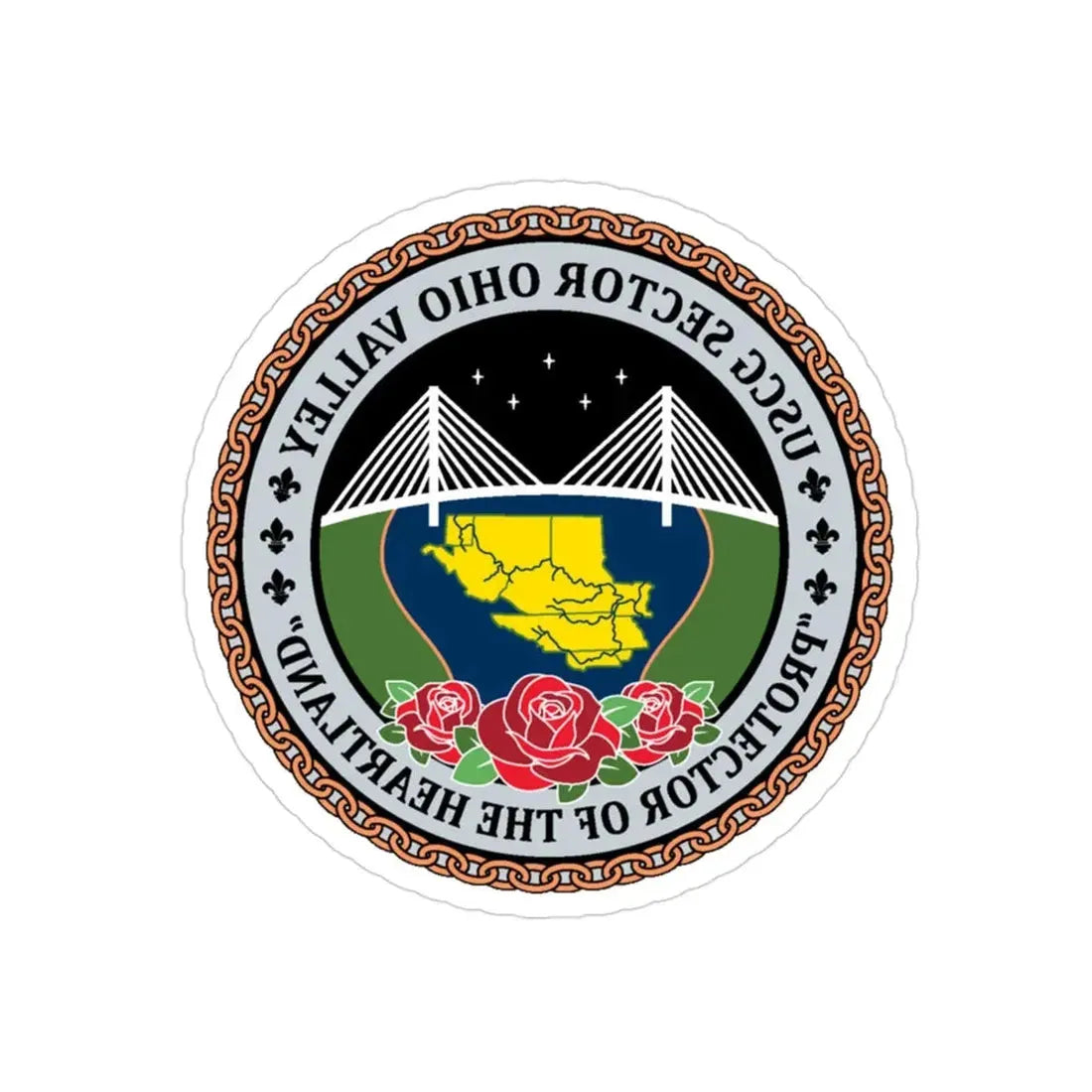 USCG SECTOR OHIO VALLEY (U.S. Coast Guard) REVERSE PRINT Transparent Die-Cut STICKER 3 Inch Die-Cut Transparent - The Sticker Space