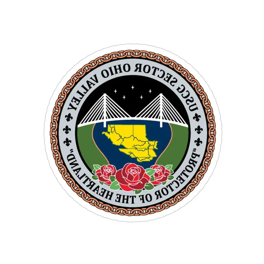 USCG SECTOR OHIO VALLEY (U.S. Coast Guard) REVERSE PRINT Transparent Die-Cut STICKER 4 Inch Die-Cut Transparent - The Sticker Space