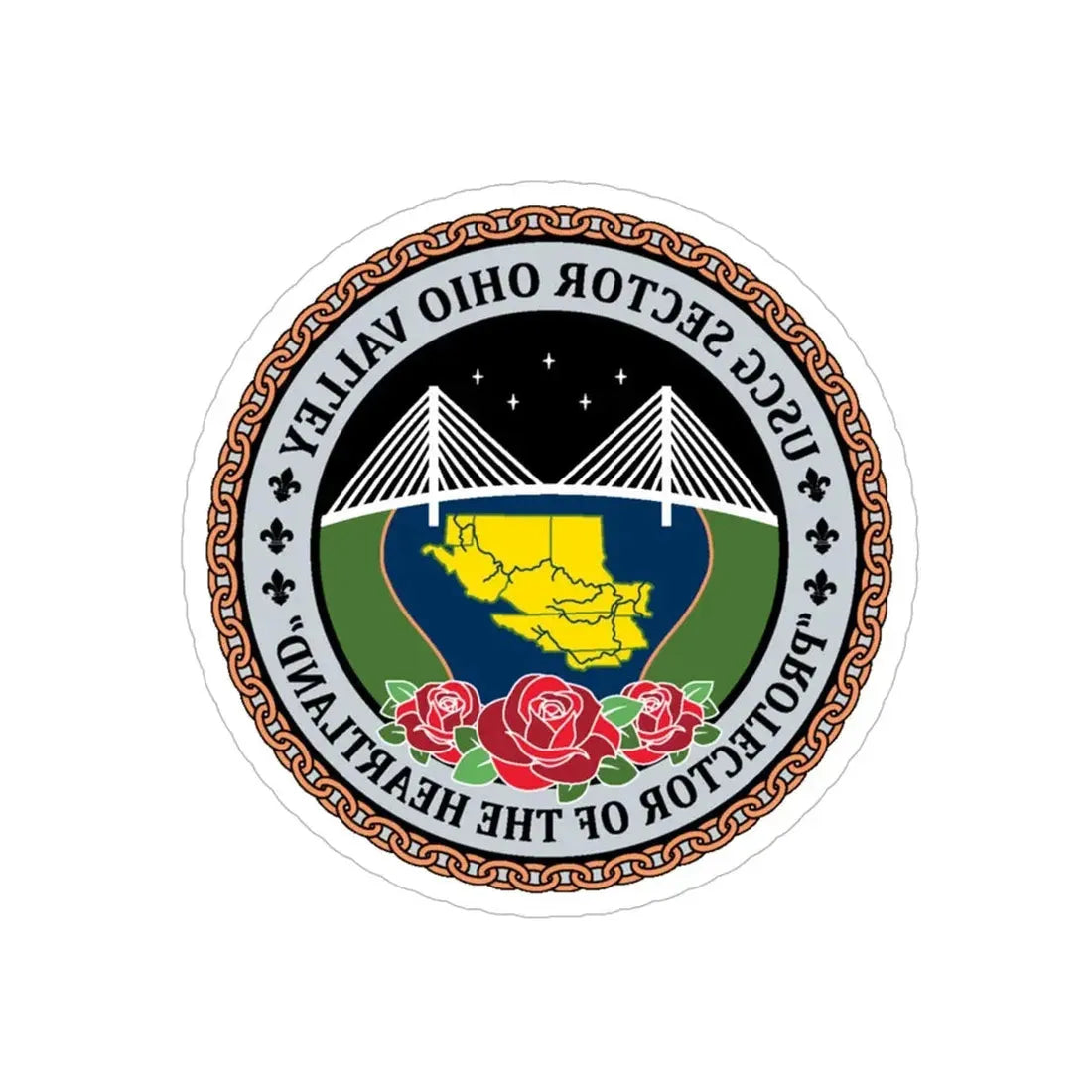 USCG SECTOR OHIO VALLEY (U.S. Coast Guard) REVERSE PRINT Transparent Die-Cut STICKER 5 Inch Die-Cut Transparent - The Sticker Space