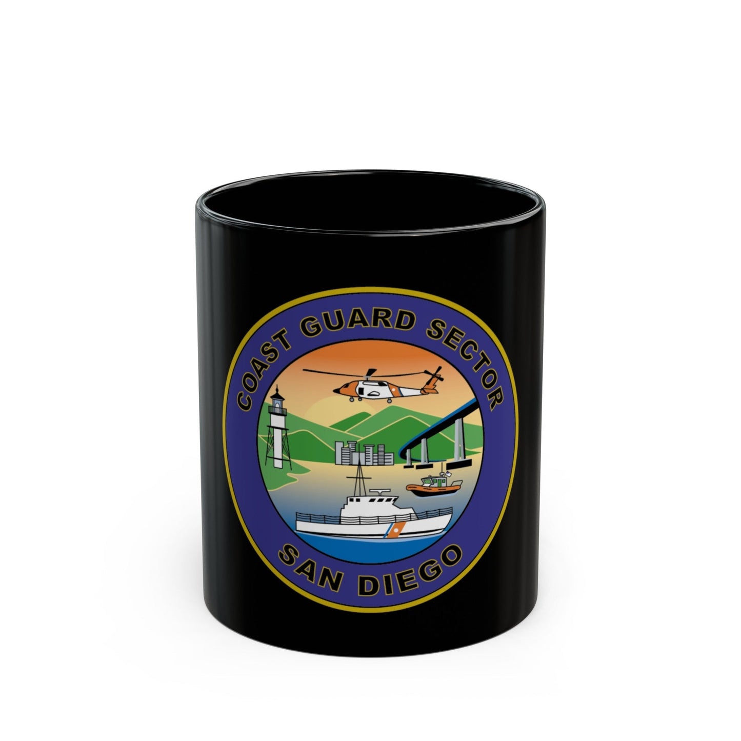 USCG Sector San Diego NEW 07 (U.S. Coast Guard) Black Coffee Mug-11oz-The Sticker Space