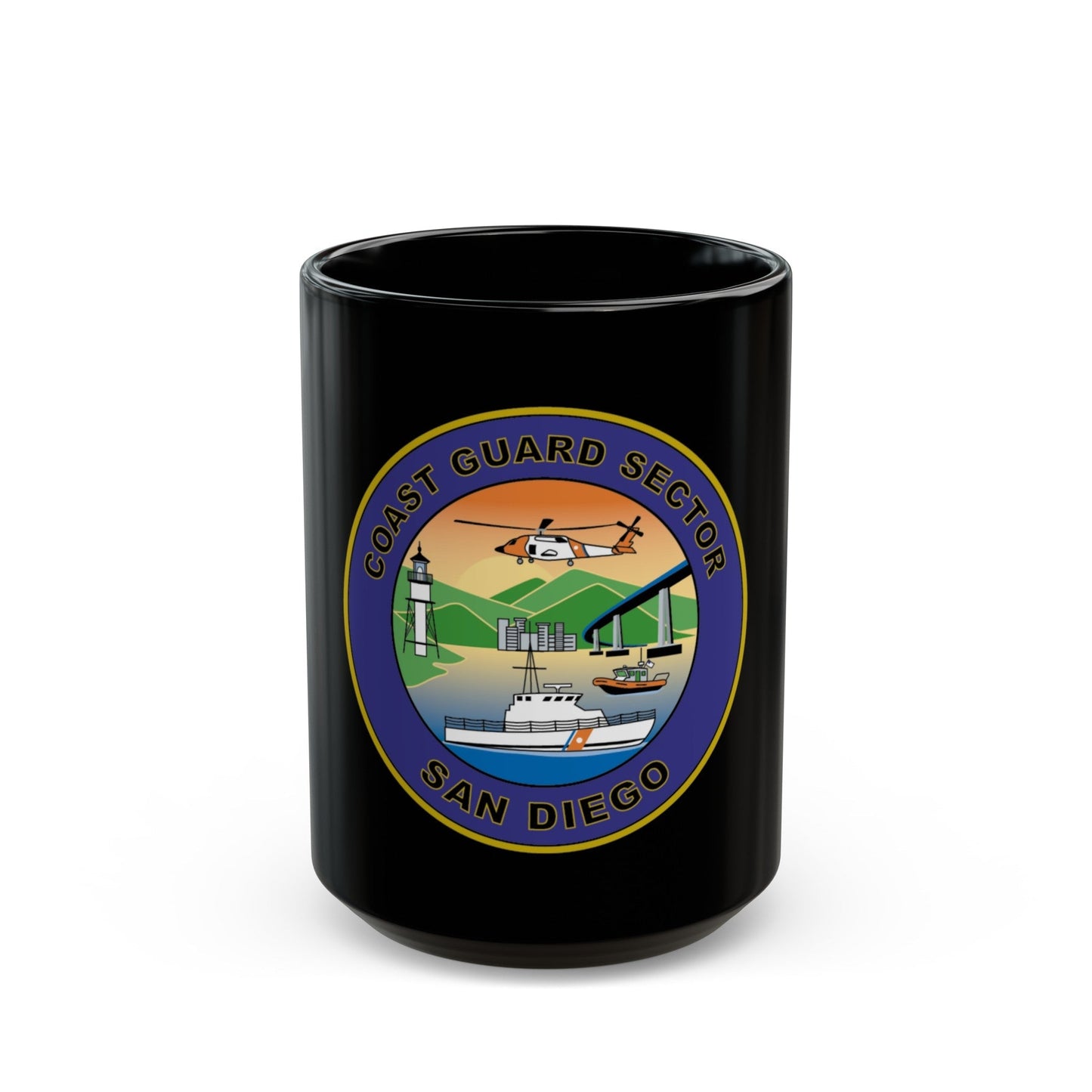 USCG Sector San Diego NEW 07 (U.S. Coast Guard) Black Coffee Mug-15oz-The Sticker Space