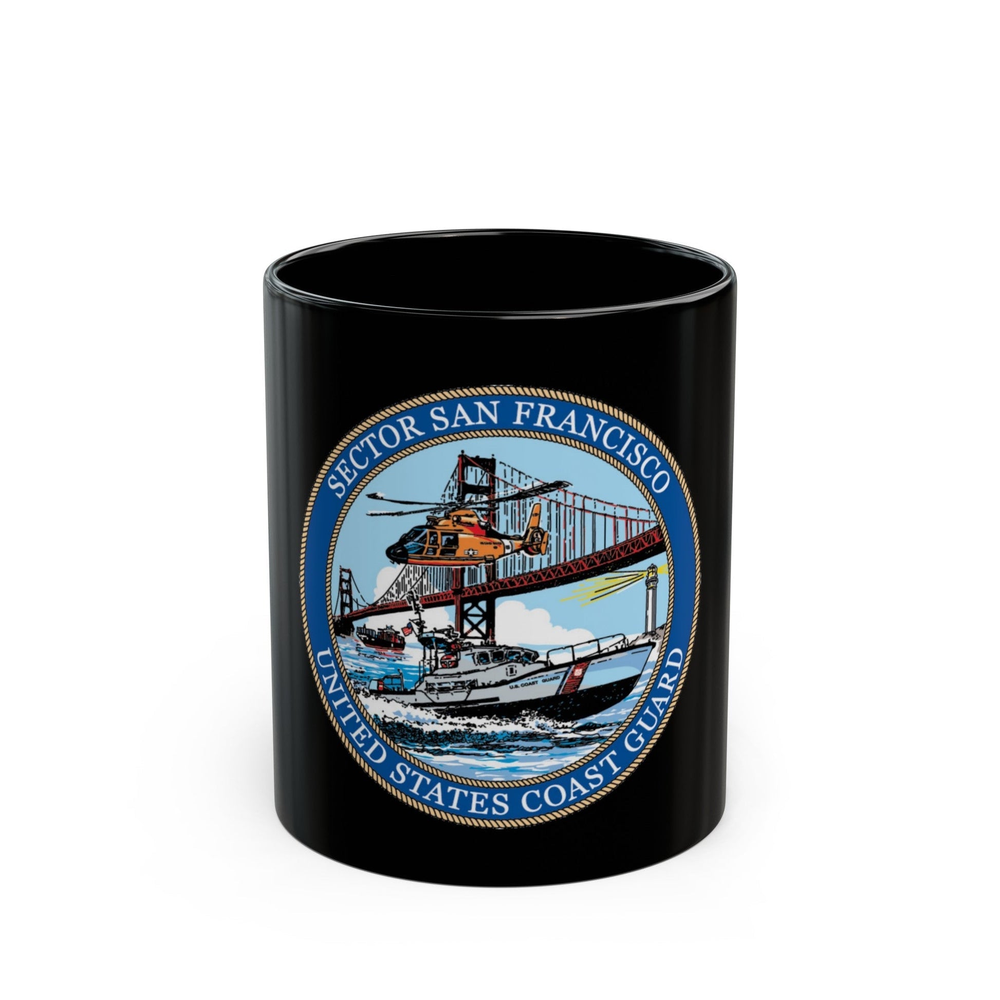 USCG Sector San Francisco (U.S. Coast Guard) Black Coffee Mug-11oz-The Sticker Space