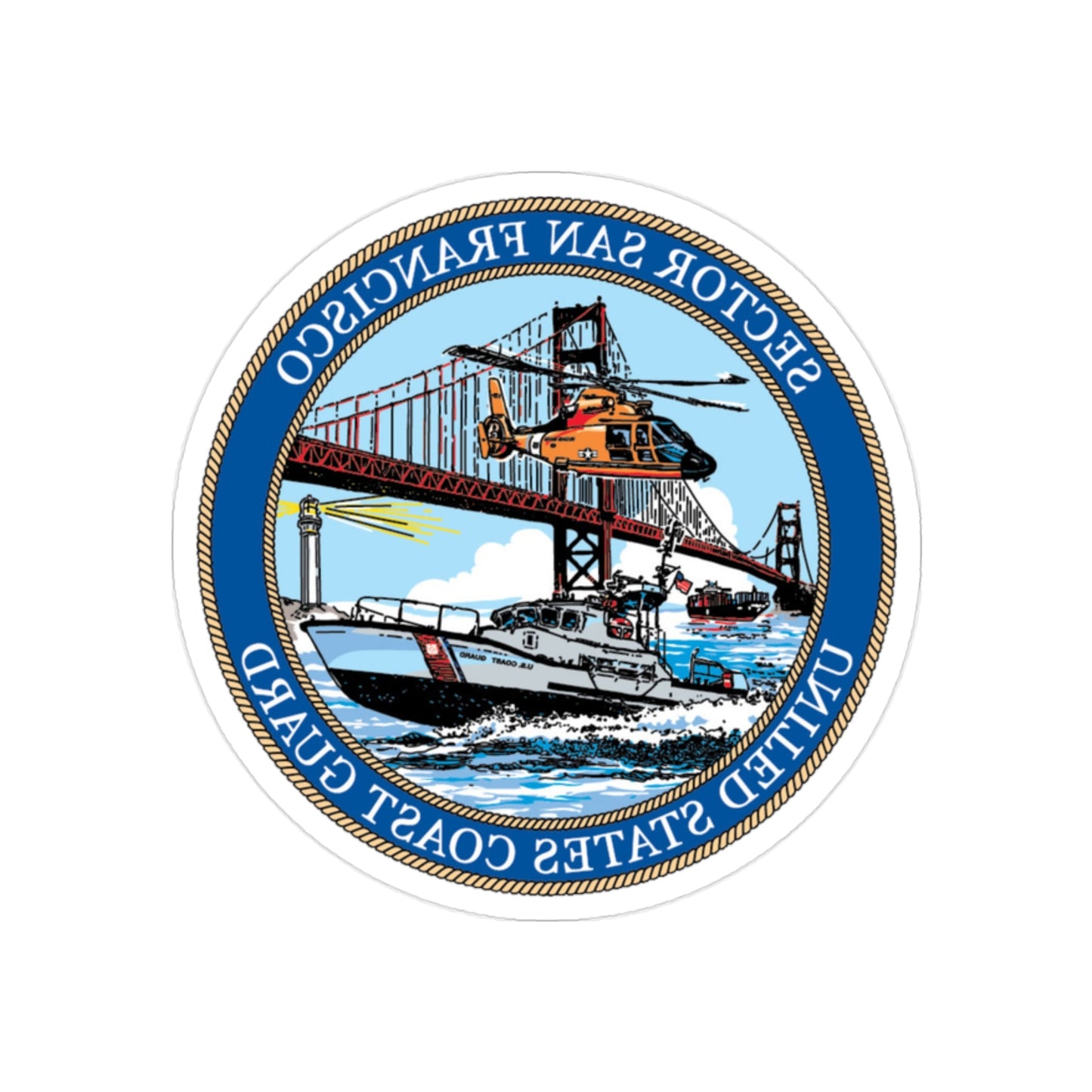 USCG Sector San Francisco (U.S. Coast Guard) REVERSE PRINT Transparent STICKER-2" × 2"-The Sticker Space