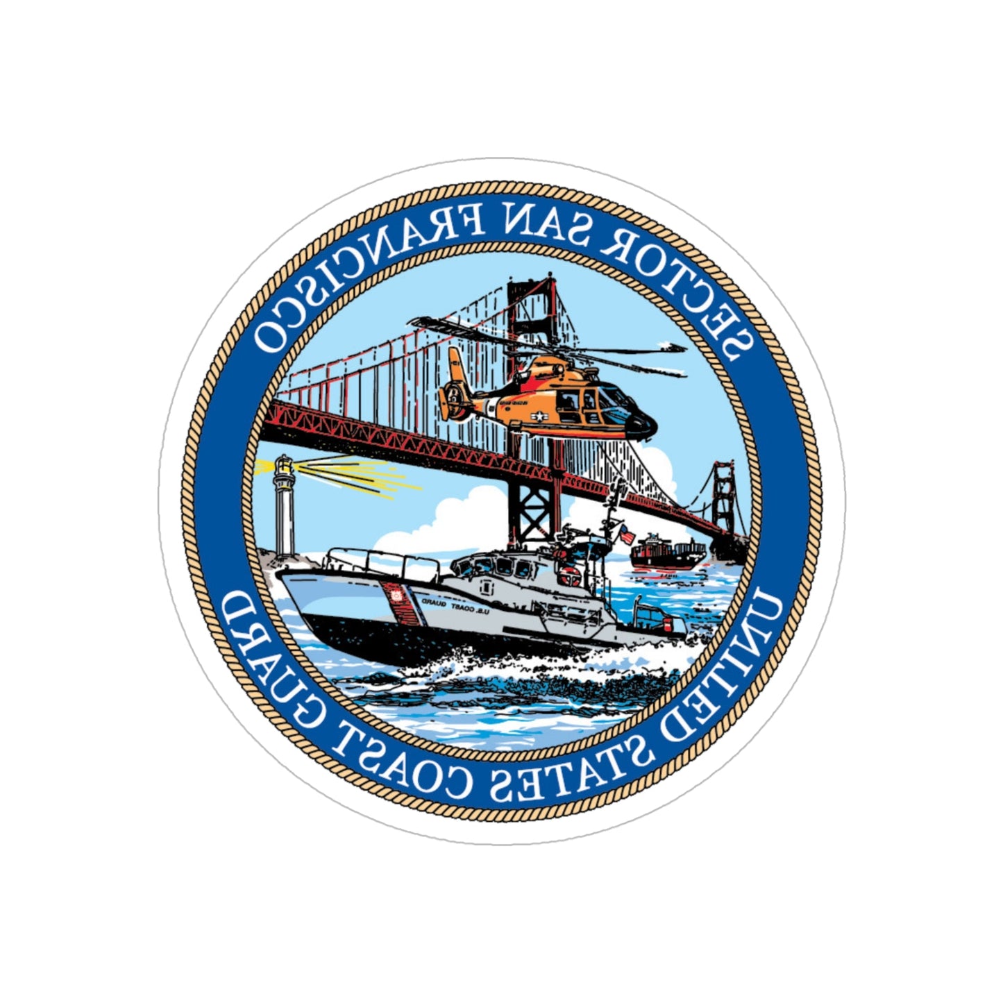 USCG Sector San Francisco (U.S. Coast Guard) REVERSE PRINT Transparent STICKER-5" × 5"-The Sticker Space