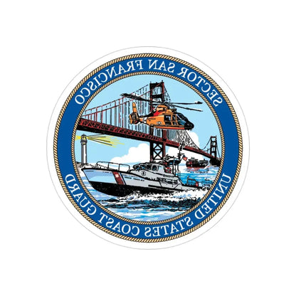USCG Sector San Francisco (U.S. Coast Guard) REVERSE PRINT Transparent Die-Cut STICKER 3 Inch Die-Cut Transparent - The Sticker Space
