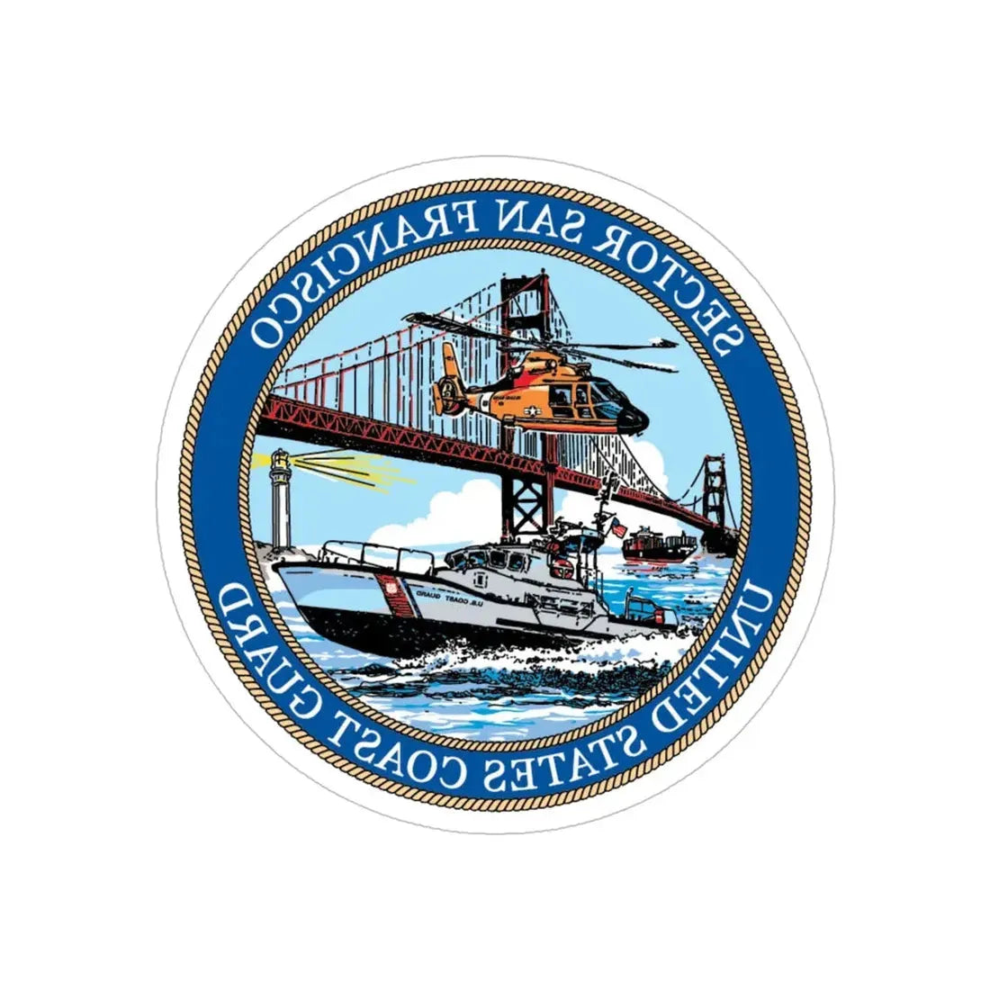 USCG Sector San Francisco (U.S. Coast Guard) REVERSE PRINT Transparent Die-Cut STICKER 5 Inch Die-Cut Transparent - The Sticker Space
