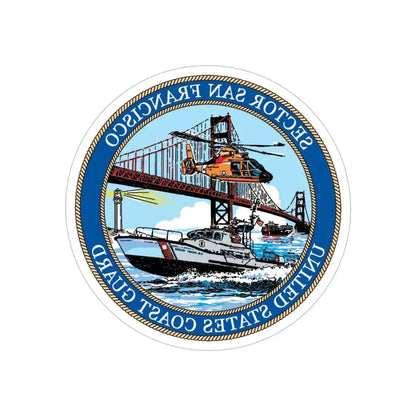 USCG Sector San Francisco (U.S. Coast Guard) REVERSE PRINT Transparent Die-Cut STICKER 5 Inch Die-Cut Transparent - The Sticker Space