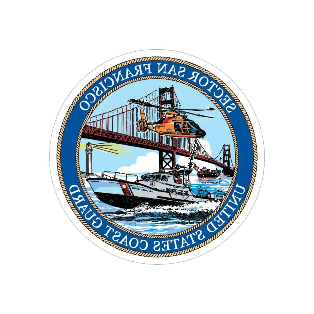 USCG Sector San Francisco (U.S. Coast Guard) REVERSE PRINT Transparent Die-Cut STICKER 6 Inch Die-Cut Transparent - The Sticker Space