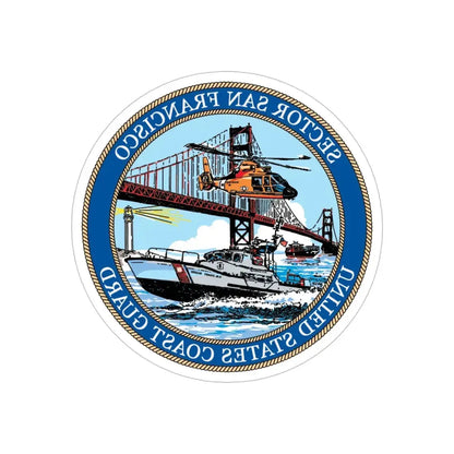 USCG Sector San Francisco (U.S. Coast Guard) REVERSE PRINT Transparent Die-Cut STICKER 6 Inch Die-Cut Transparent - The Sticker Space