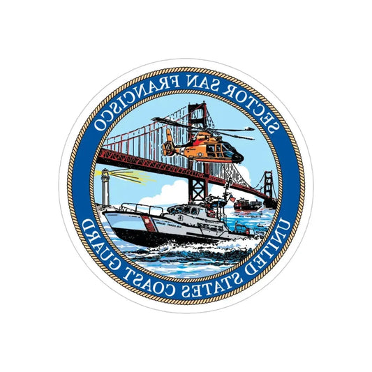 USCG Sector San Francisco (U.S. Coast Guard) REVERSE PRINT Transparent Die-Cut STICKER 6 Inch Die-Cut Transparent - The Sticker Space