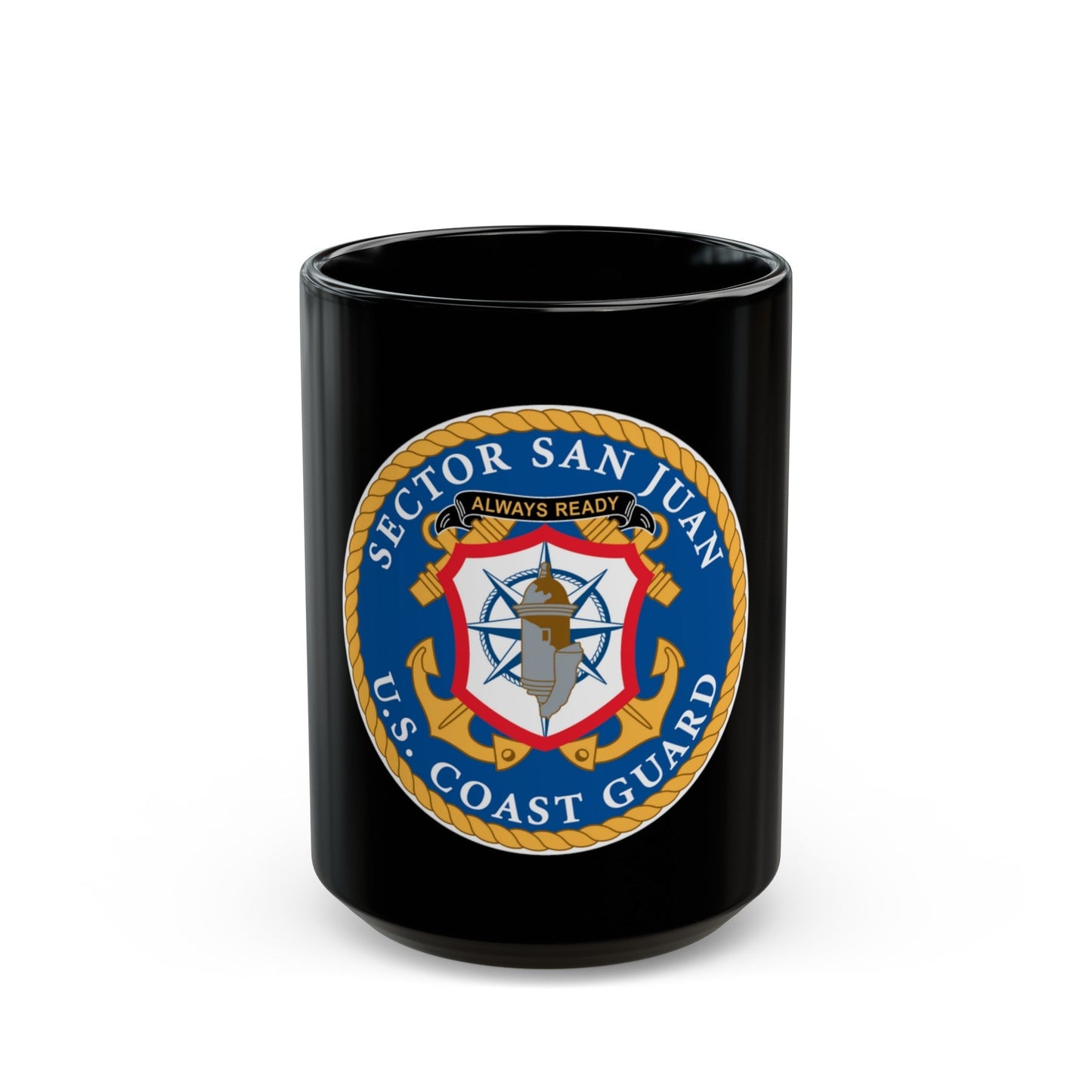 USCG Sector San Juan (U.S. Coast Guard) Black Coffee Mug-15oz-The Sticker Space