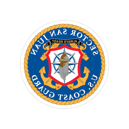 USCG Sector San Juan (U.S. Coast Guard) REVERSE PRINT Transparent STICKER-3" × 3"-The Sticker Space