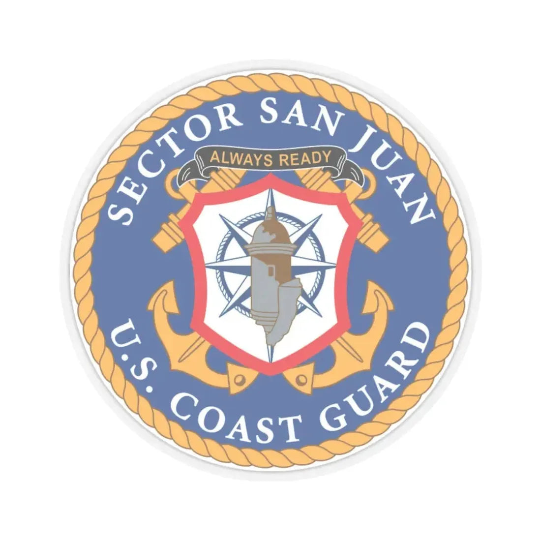 USCG Sector San Juan (U.S. Coast Guard) STICKER Vinyl Kiss-Cut Decal 4 Inch Transparent - The Sticker Space