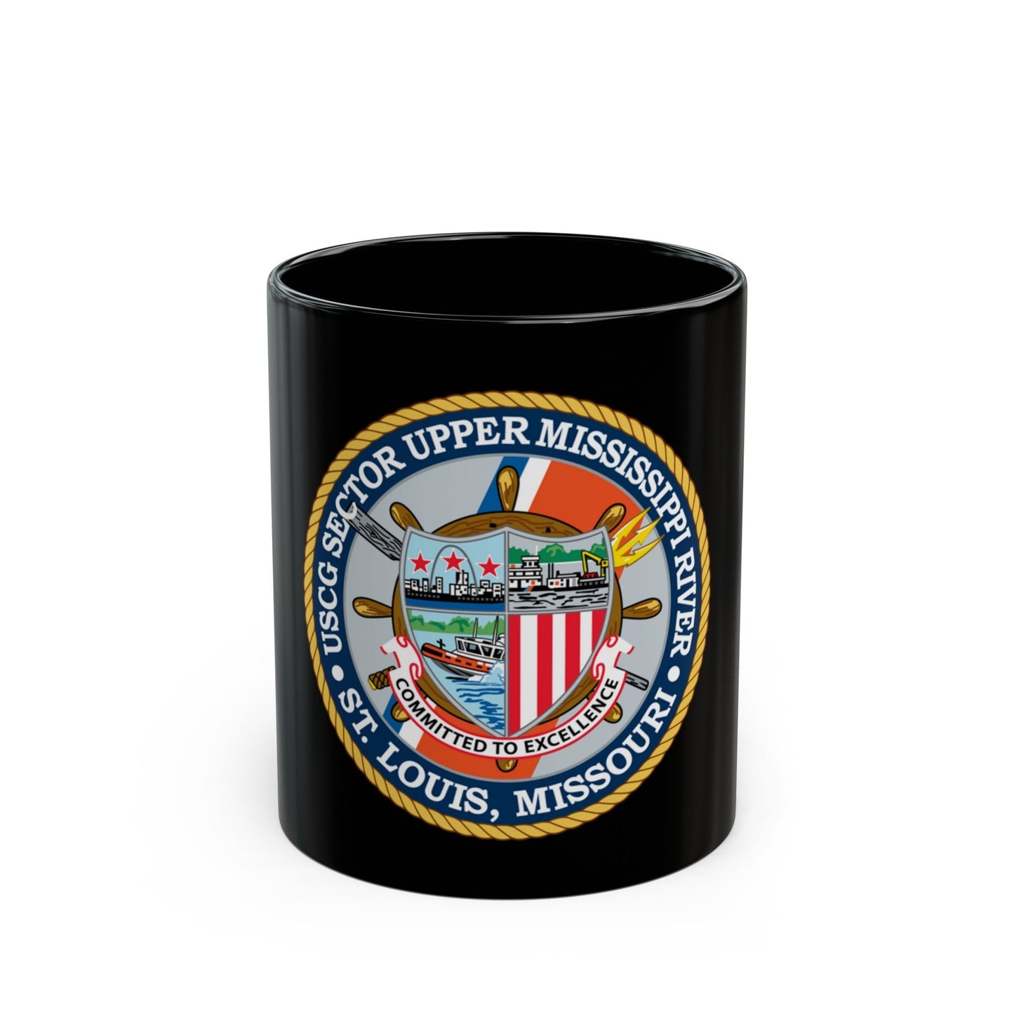 USCG Sector Upper Mississippi River (U.S. Coast Guard) Black Coffee Mug-11oz-The Sticker Space