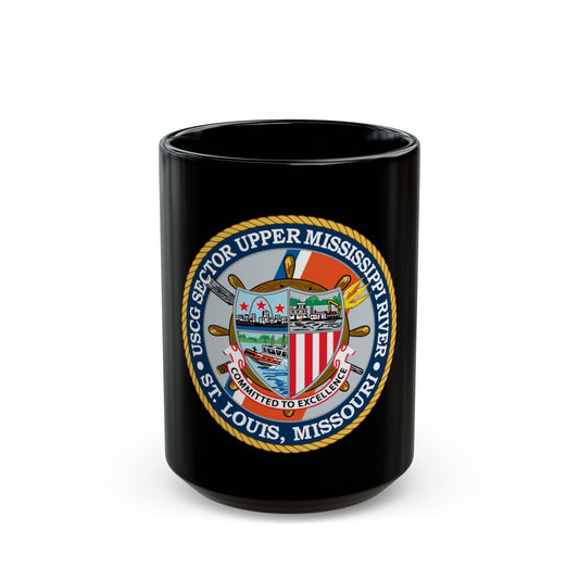 USCG Sector Upper Mississippi River (U.S. Coast Guard) Black Coffee Mug-15oz-The Sticker Space