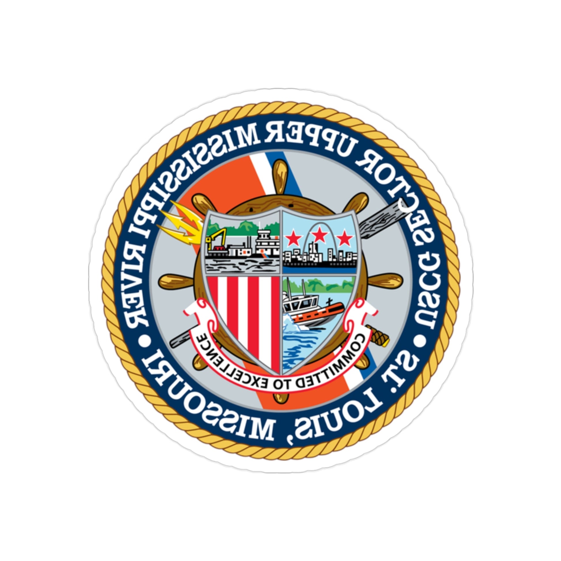 USCG Sector Upper Mississippi River (U.S. Coast Guard) REVERSE PRINT Transparent STICKER-2" × 2"-The Sticker Space