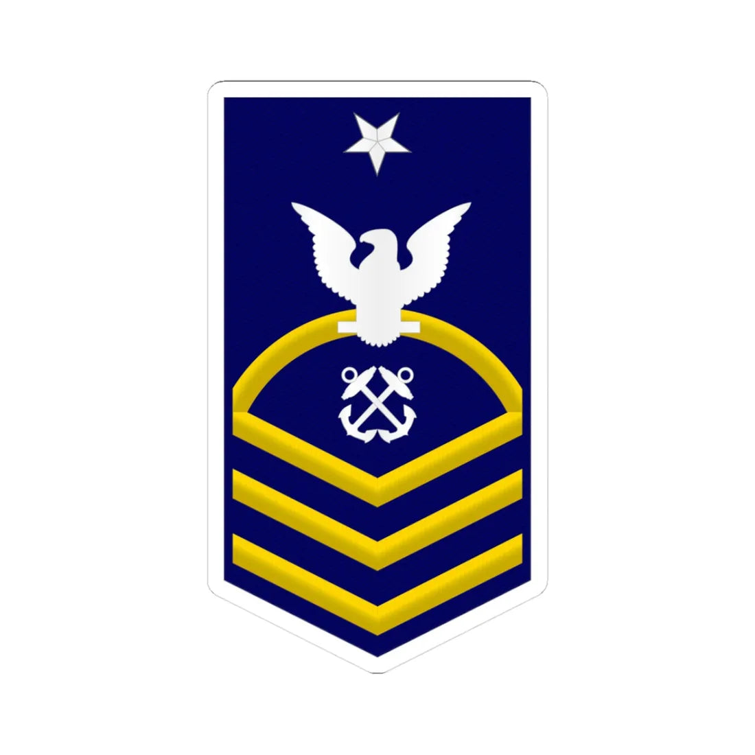 USCG Senior Chief Petty Officer Insignia Sleeve (United States) (Military Rank) STICKER Vinyl Kiss-Cut Decal 3 Inch White - The Sticker Space