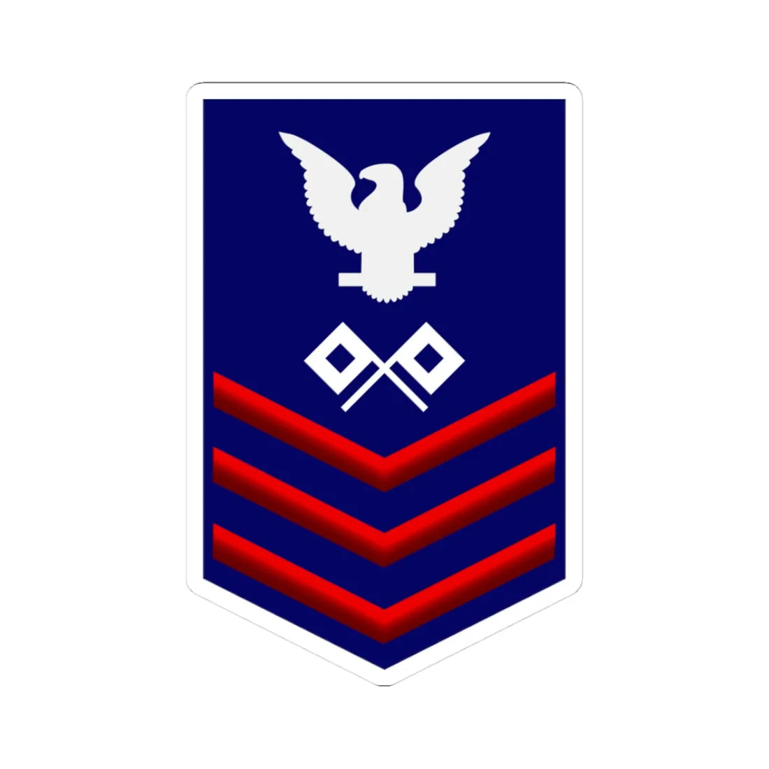 USCG Signalman First Class insignia (United States) (Military Rank) STICKER Vinyl Kiss-Cut Decal 3 Inch White - The Sticker Space