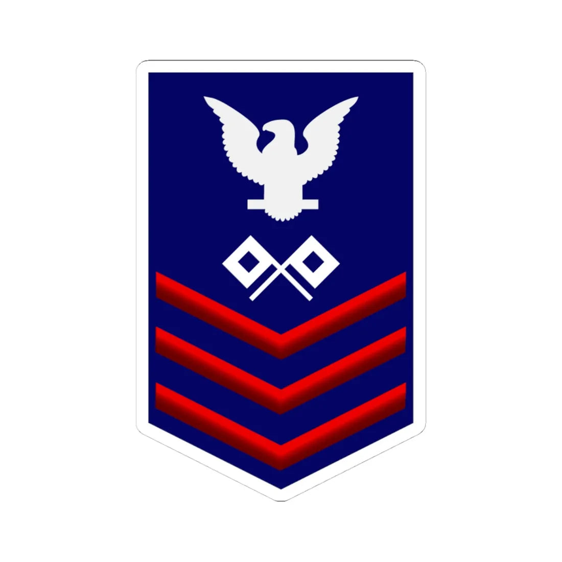 USCG Signalman First Class insignia (United States) (Military Rank) STICKER Vinyl Kiss-Cut Decal 4 Inch White - The Sticker Space