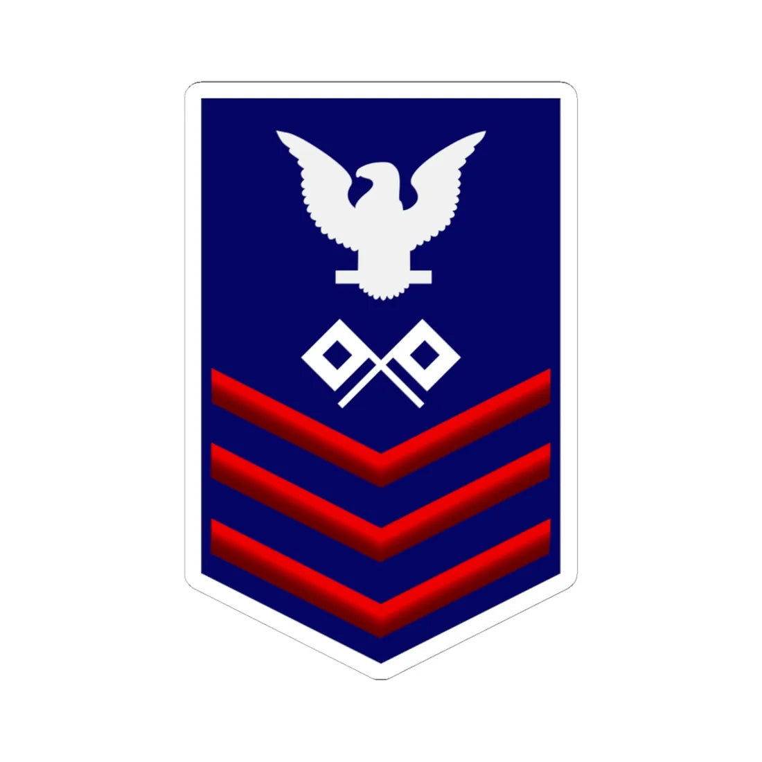 USCG Signalman First Class insignia (United States) (Military Rank) STICKER Vinyl Kiss-Cut Decal 6 Inch White - The Sticker Space