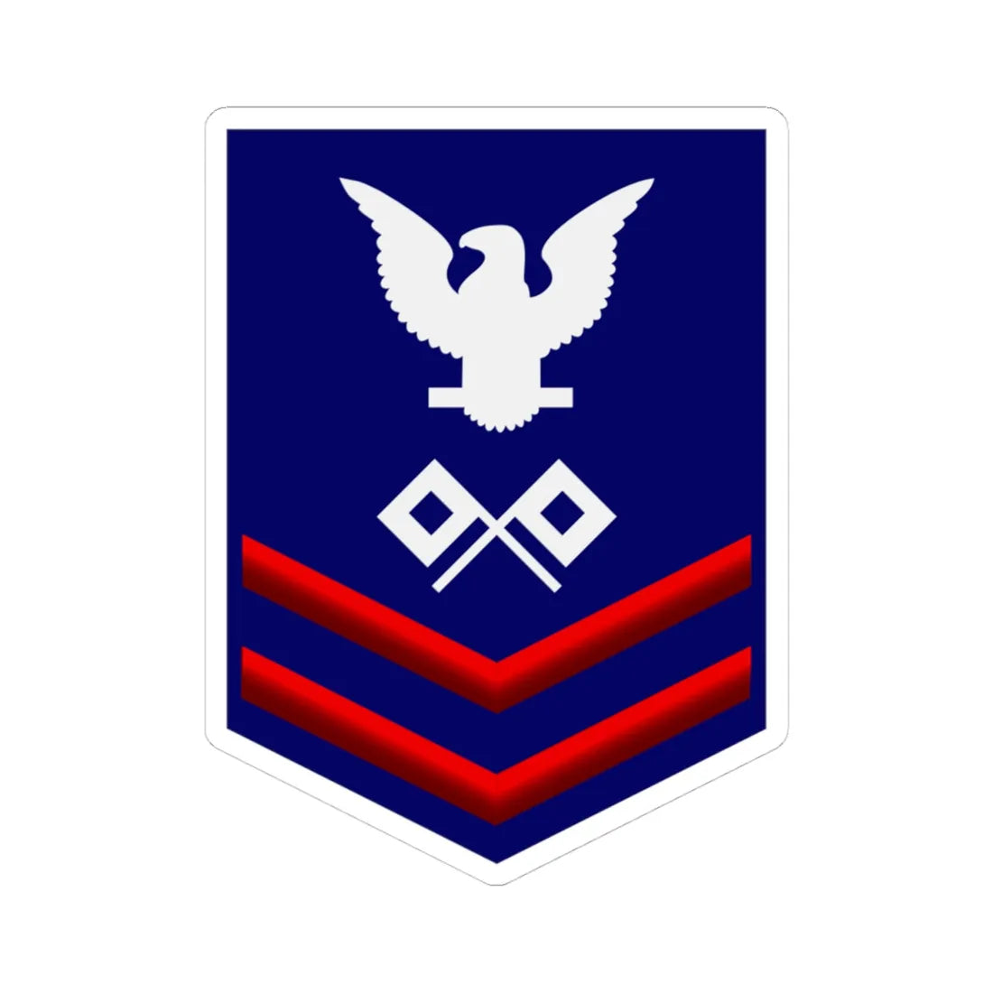 USCG Signalman Second Class insignia (United States) (Military Rank) STICKER Vinyl Kiss-Cut Decal 4 Inch White - The Sticker Space