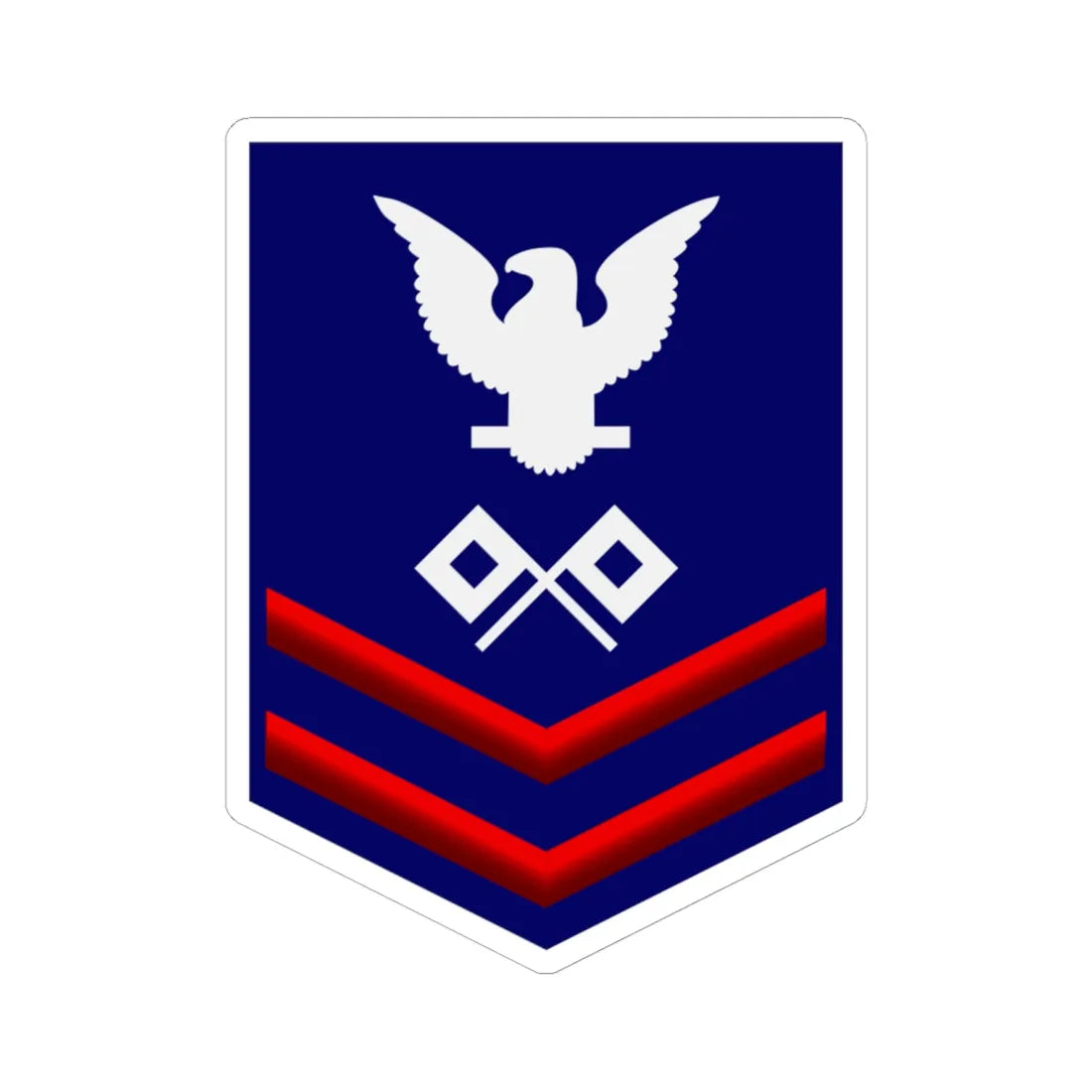 USCG Signalman Second Class insignia (United States) (Military Rank) STICKER Vinyl Kiss-Cut Decal 6 Inch White - The Sticker Space