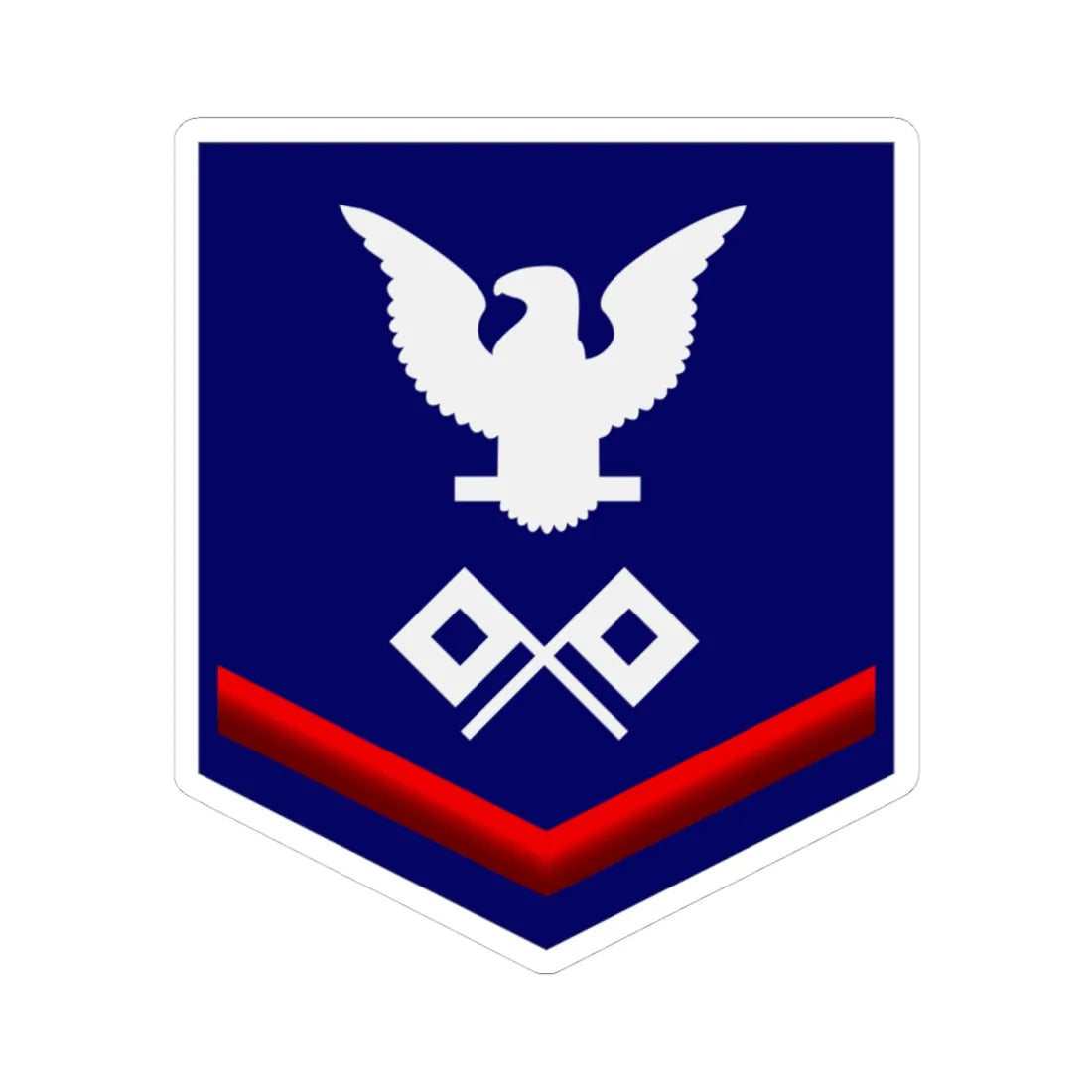 USCG Signalman Third Class insignia (United States) (Military Rank) STICKER Vinyl Kiss-Cut Decal 4 Inch White - The Sticker Space