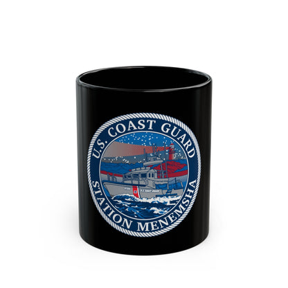 USCG STA MENEMSHA (U.S. Coast Guard) Black Coffee Mug-11oz-The Sticker Space