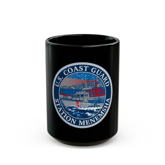 USCG STA MENEMSHA (U.S. Coast Guard) Black Coffee Mug-15oz-The Sticker Space