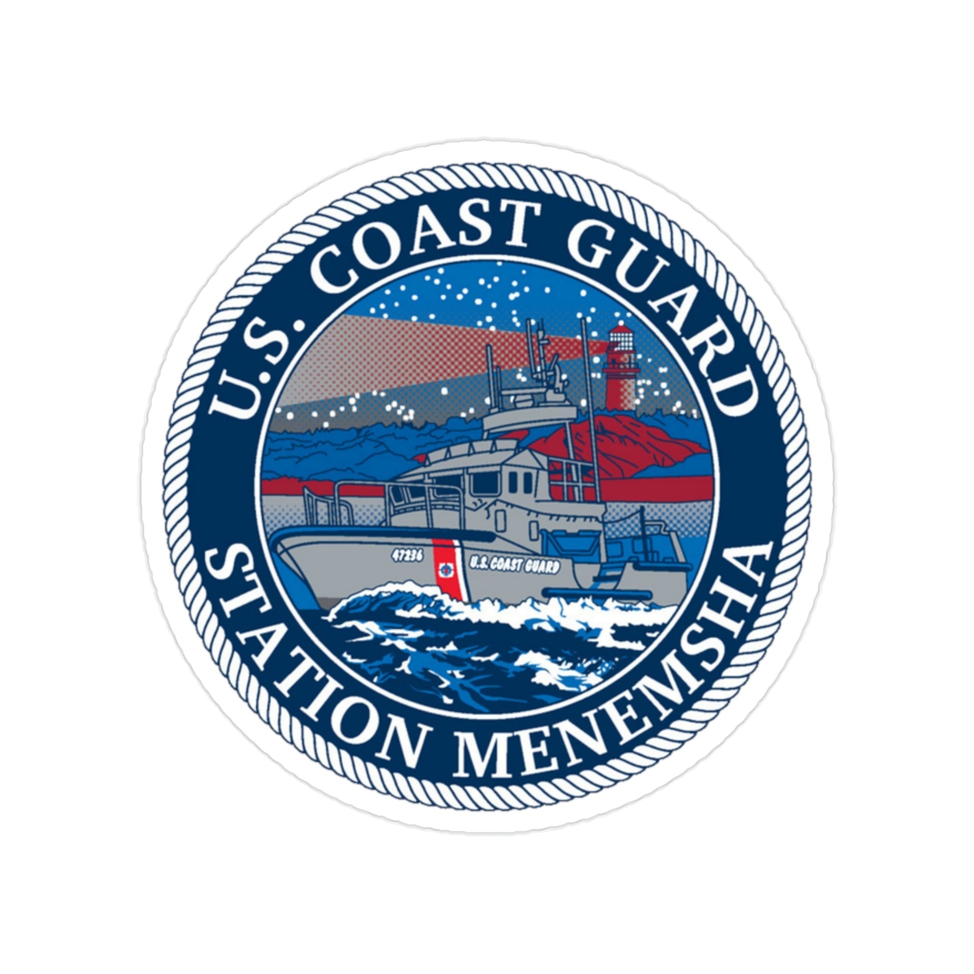 USCG STA MENEMSHA (U.S. Coast Guard) Transparent STICKER Die-Cut Vinyl Decal-2 Inch-The Sticker Space