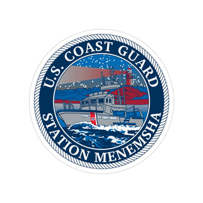 USCG STA MENEMSHA (U.S. Coast Guard) Transparent STICKER Die-Cut Vinyl Decal-3 Inch-The Sticker Space