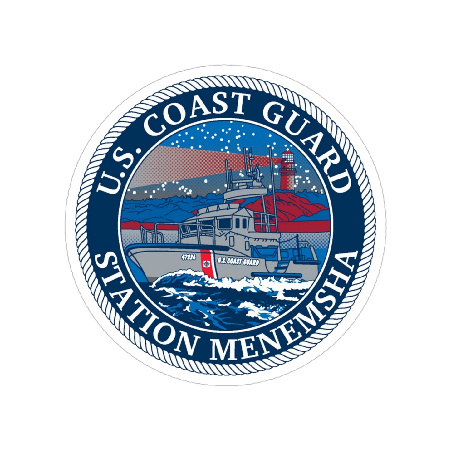 USCG STA MENEMSHA (U.S. Coast Guard) Transparent STICKER Die-Cut Vinyl Decal-4 Inch-The Sticker Space