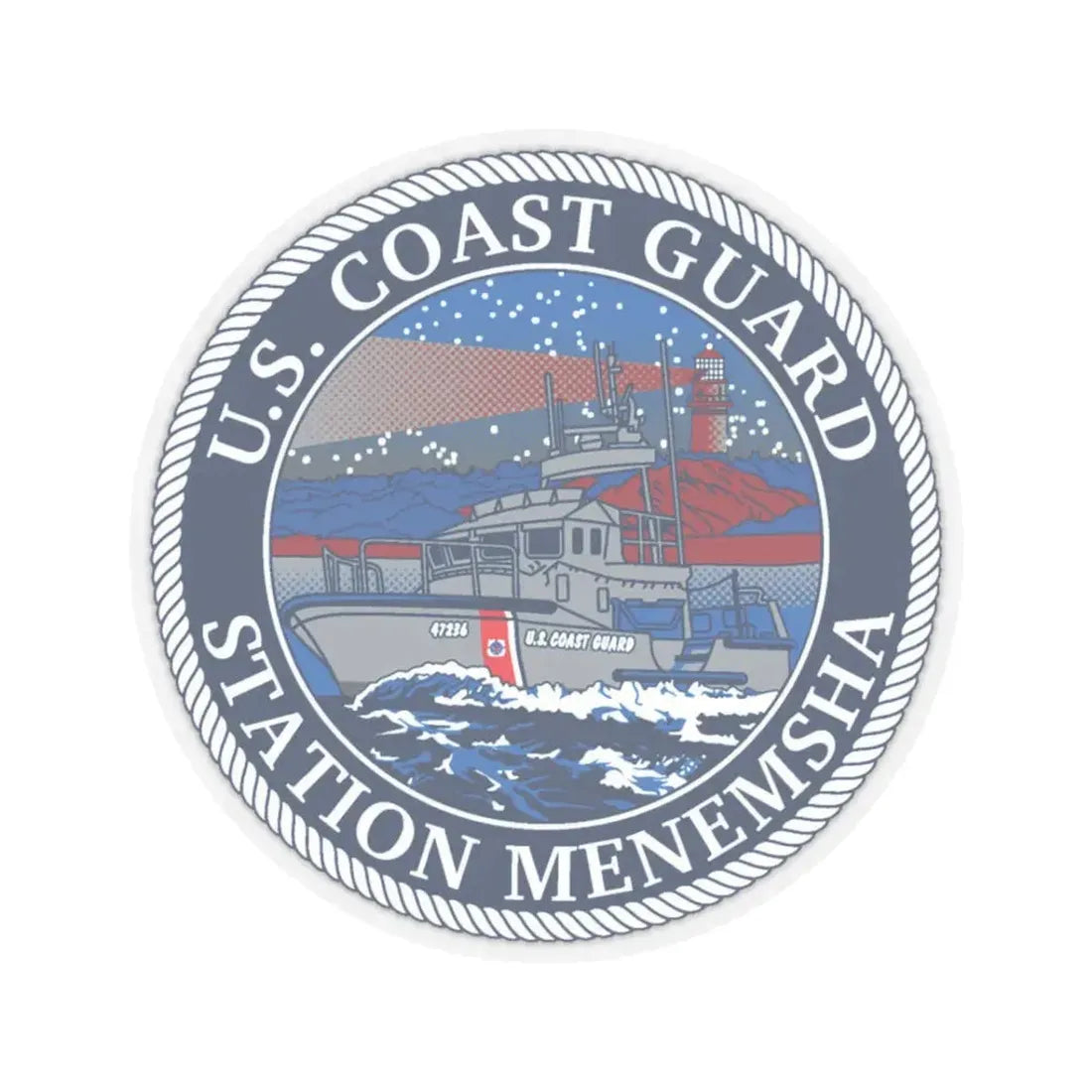 USCG STA MENEMSHA (U.S. Coast Guard) STICKER Vinyl Kiss-Cut Decal 3 Inch Transparent - The Sticker Space