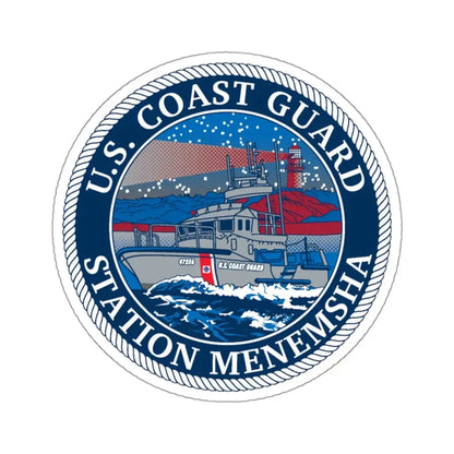USCG STA MENEMSHA (U.S. Coast Guard) STICKER Vinyl Kiss-Cut Decal 3 Inch White - The Sticker Space