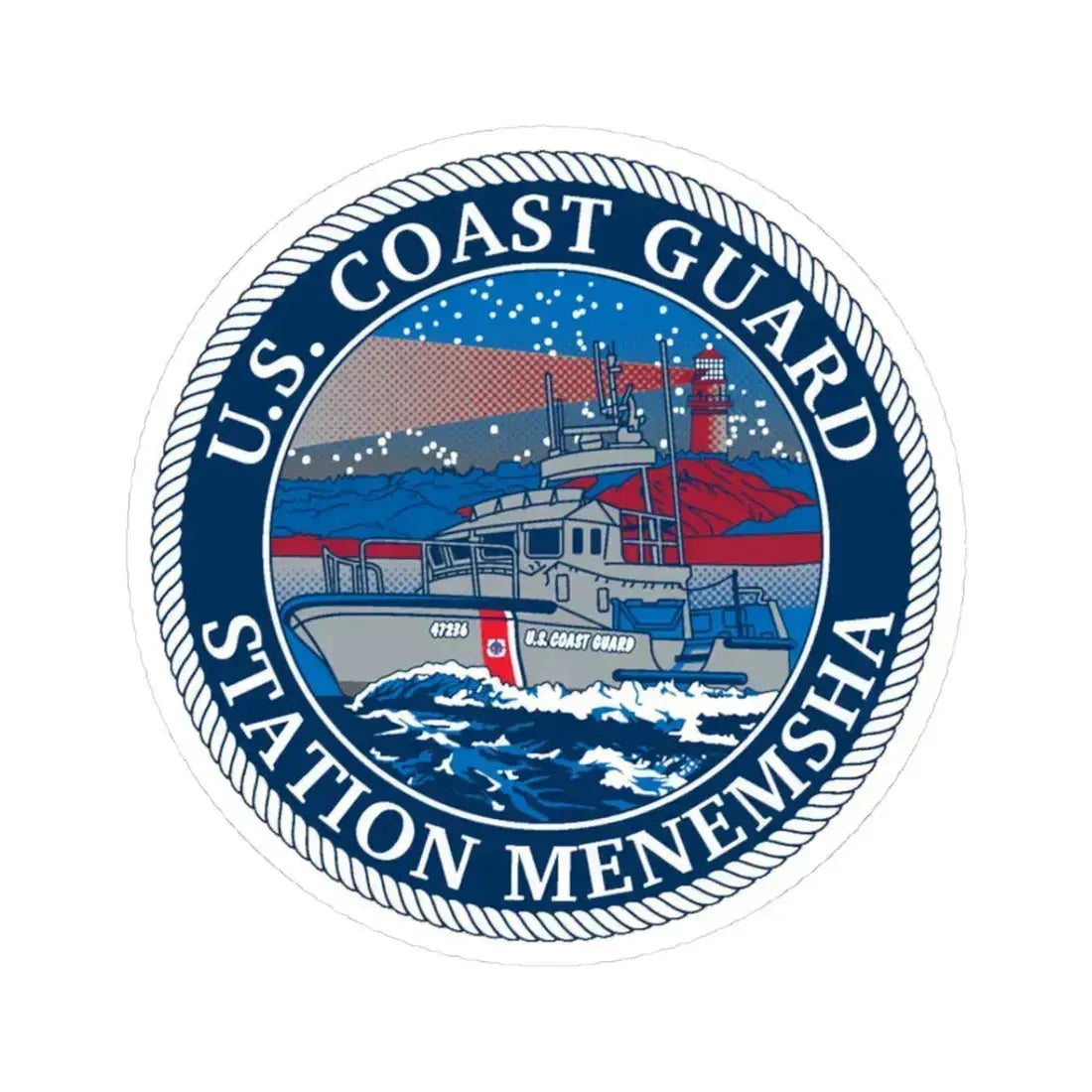 USCG STA MENEMSHA (U.S. Coast Guard) STICKER Vinyl Kiss-Cut Decal 3 Inch White - The Sticker Space
