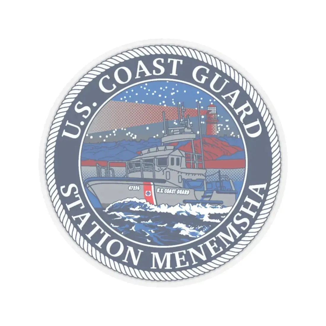 USCG STA MENEMSHA (U.S. Coast Guard) STICKER Vinyl Kiss-Cut Decal 4 Inch Transparent - The Sticker Space