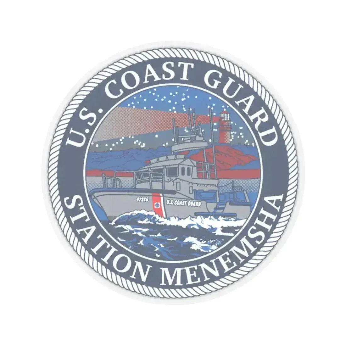 USCG STA MENEMSHA (U.S. Coast Guard) STICKER Vinyl Kiss-Cut Decal 4 Inch Transparent - The Sticker Space