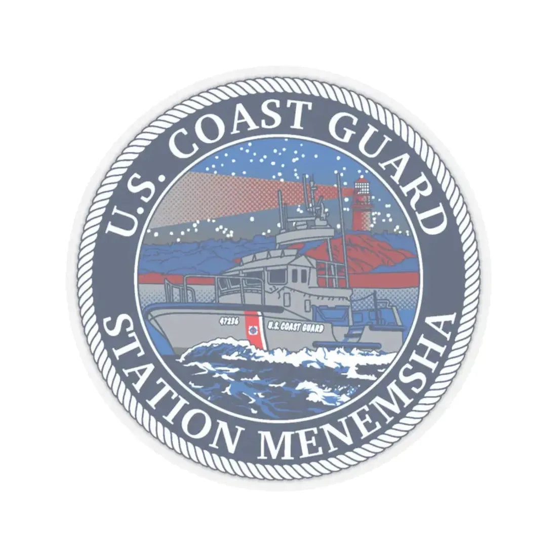 USCG STA MENEMSHA (U.S. Coast Guard) STICKER Vinyl Kiss-Cut Decal 6 Inch Transparent - The Sticker Space
