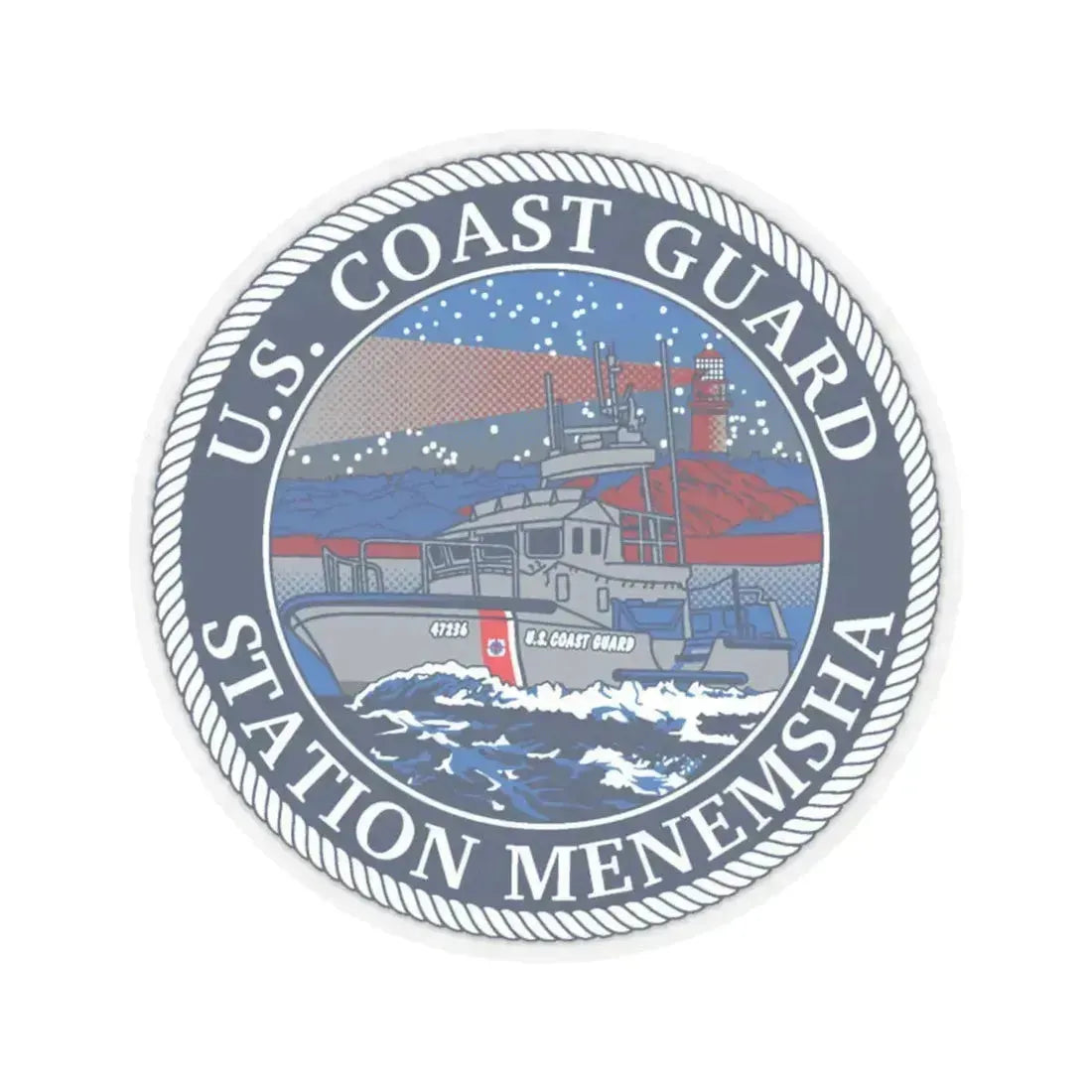 USCG STA MENEMSHA (U.S. Coast Guard) STICKER Vinyl Kiss-Cut Decal 6 Inch Transparent - The Sticker Space