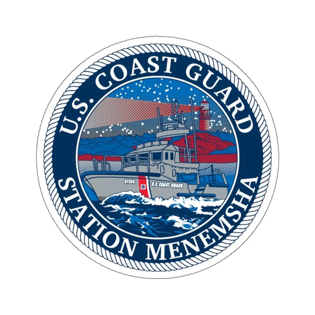 USCG STA MENEMSHA (U.S. Coast Guard) STICKER Vinyl Kiss-Cut Decal 6 Inch White - The Sticker Space