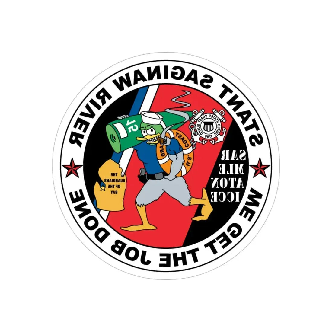 USCG STANT Saginaw River NEW 09 (U.S. Coast Guard) REVERSE PRINT Transparent Die-Cut STICKER 4 Inch Die-Cut Transparent - The Sticker Space