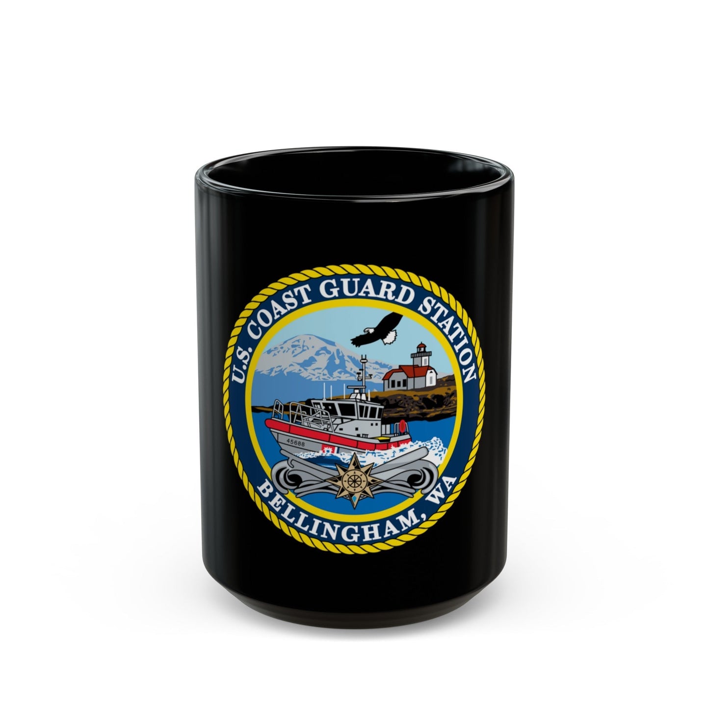 USCG Station Bellingham WA (U.S. Coast Guard) Black Coffee Mug-15oz-The Sticker Space