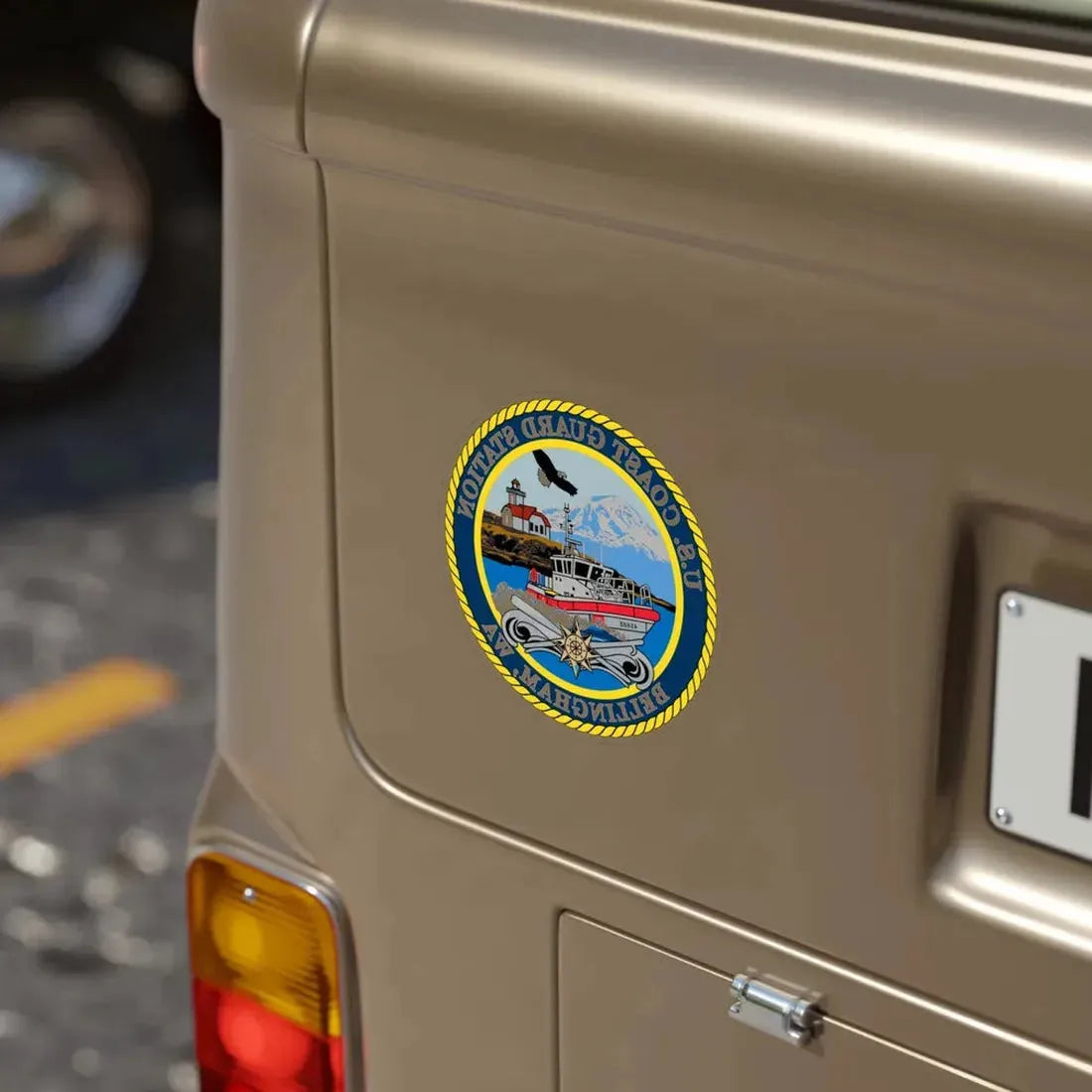 USCG Station Bellingham WA (U.S. Coast Guard) REVERSE PRINT Transparent Die-Cut STICKER - The Sticker Space