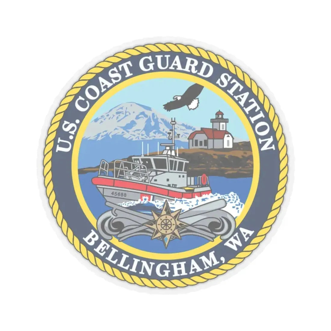 USCG Station Bellingham WA (U.S. Coast Guard) STICKER Vinyl Kiss-Cut Decal 3 Inch Transparent - The Sticker Space