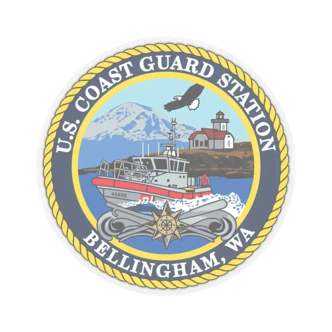 USCG Station Bellingham WA (U.S. Coast Guard) STICKER Vinyl Kiss-Cut Decal 4 Inch Transparent - The Sticker Space