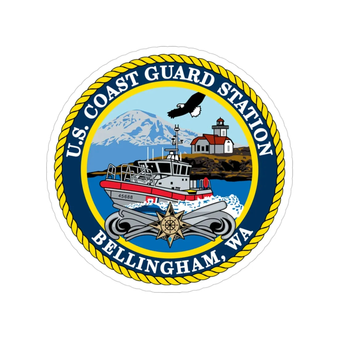 USCG Station Bellingham WA (U.S. Coast Guard) Transparent STICKER Die-Cut Vinyl Decal 3 Inch - The Sticker Space