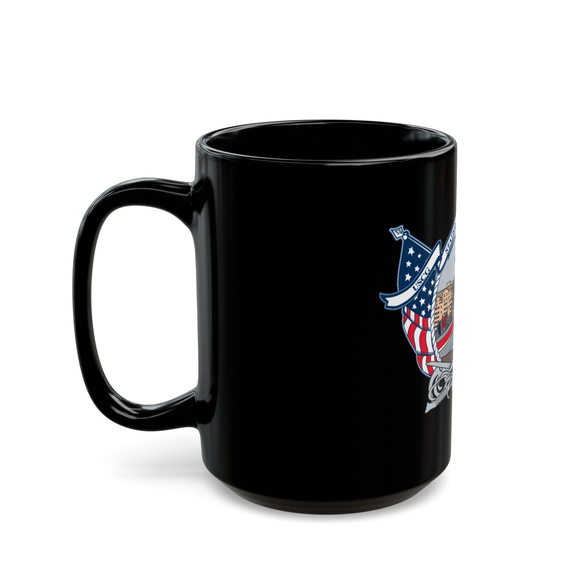 USCG Station Boston (U.S. Coast Guard) Black Coffee Mug-The Sticker Space