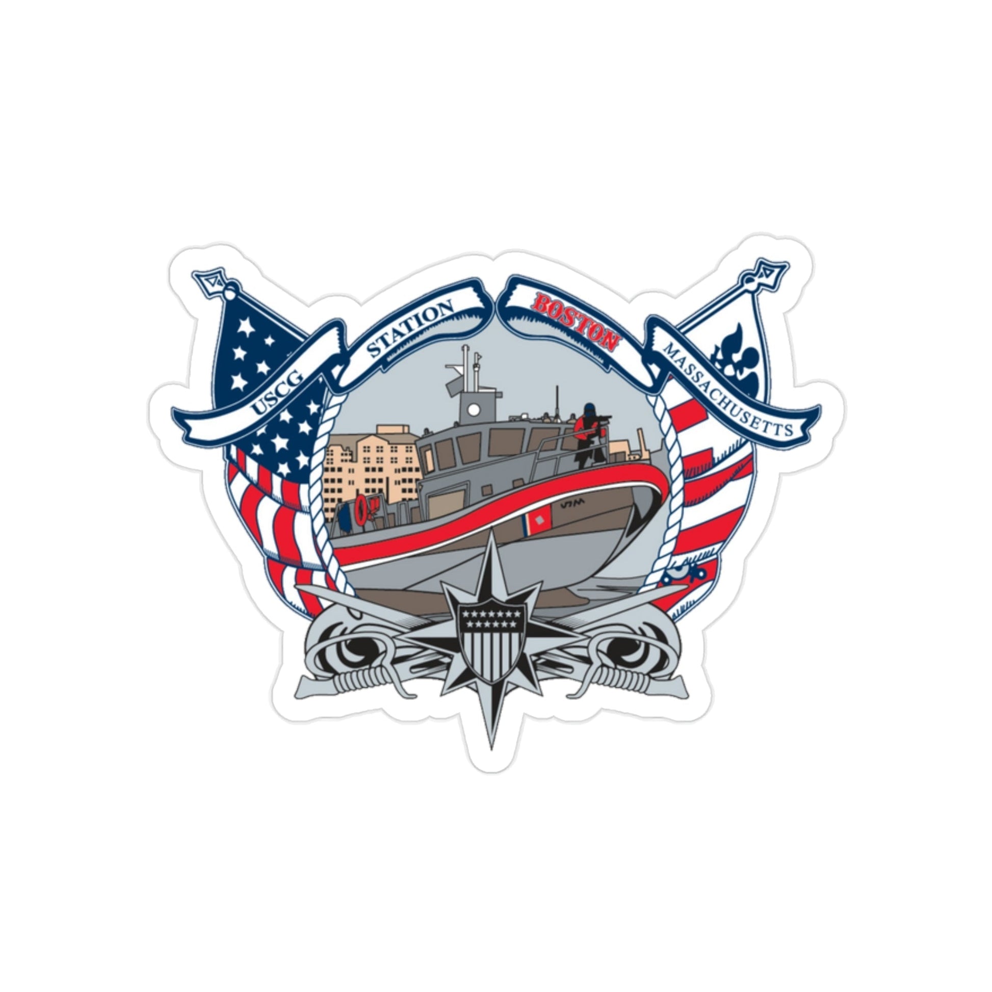 USCG Station Boston (U.S. Coast Guard) Transparent STICKER Die-Cut Vinyl Decal-2 Inch-The Sticker Space