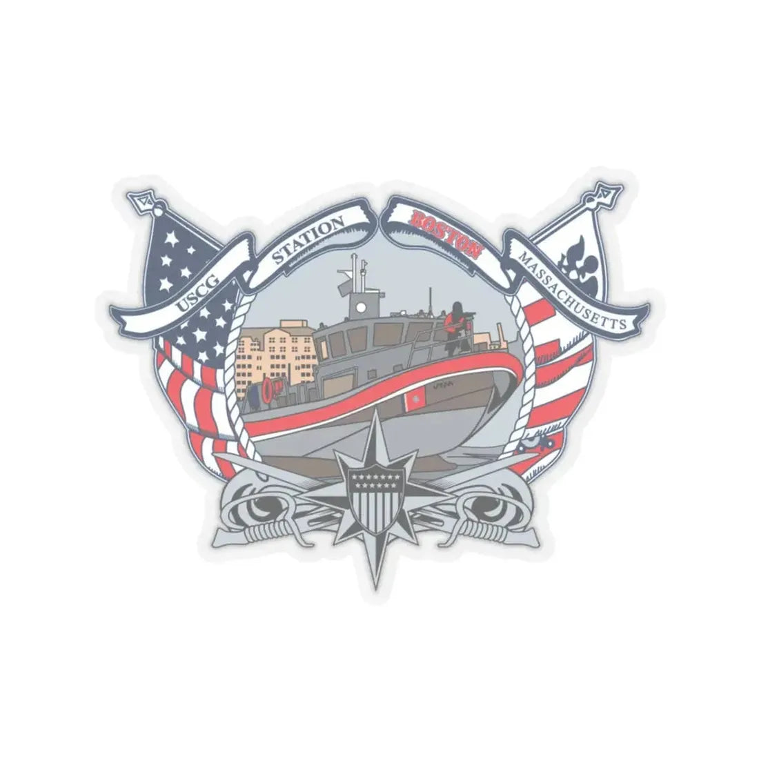 USCG Station Boston (U.S. Coast Guard) STICKER Vinyl Kiss-Cut Decal 3 Inch Transparent - The Sticker Space